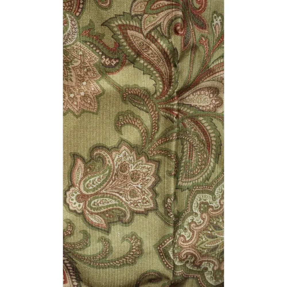 Vintage Y2K Sage Green Red Yellow Earthy Paisley KING Pillow Case Sham SET Boho